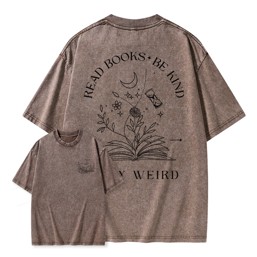 Pagewings Comfort Colors Read Books Be Kind Stay Weird Unisex Washed T-shirt