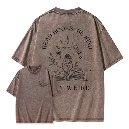 Pagewings Comfort Colors Read Books Be Kind Stay Weird Unisex Washed T-shirt