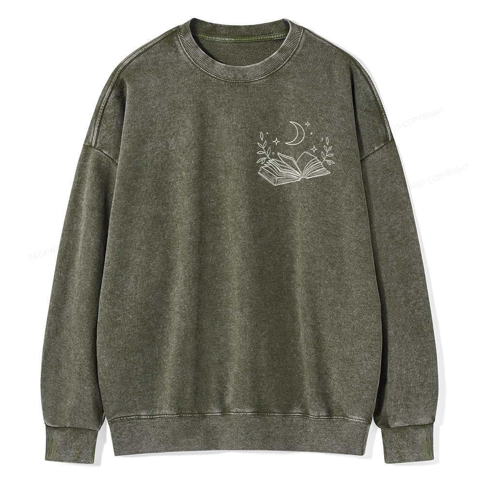 Pagewings Comfort Colors Read Books Be Kind Stay Weird Unisex Washed Sweatshirt