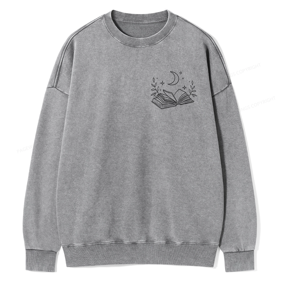 Pagewings Comfort Colors Read Books Be Kind Stay Weird Unisex Washed Sweatshirt