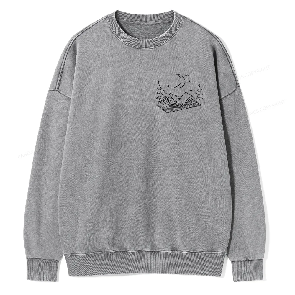 Pagewings Comfort Colors Read Books Be Kind Stay Weird Unisex Washed Sweatshirt