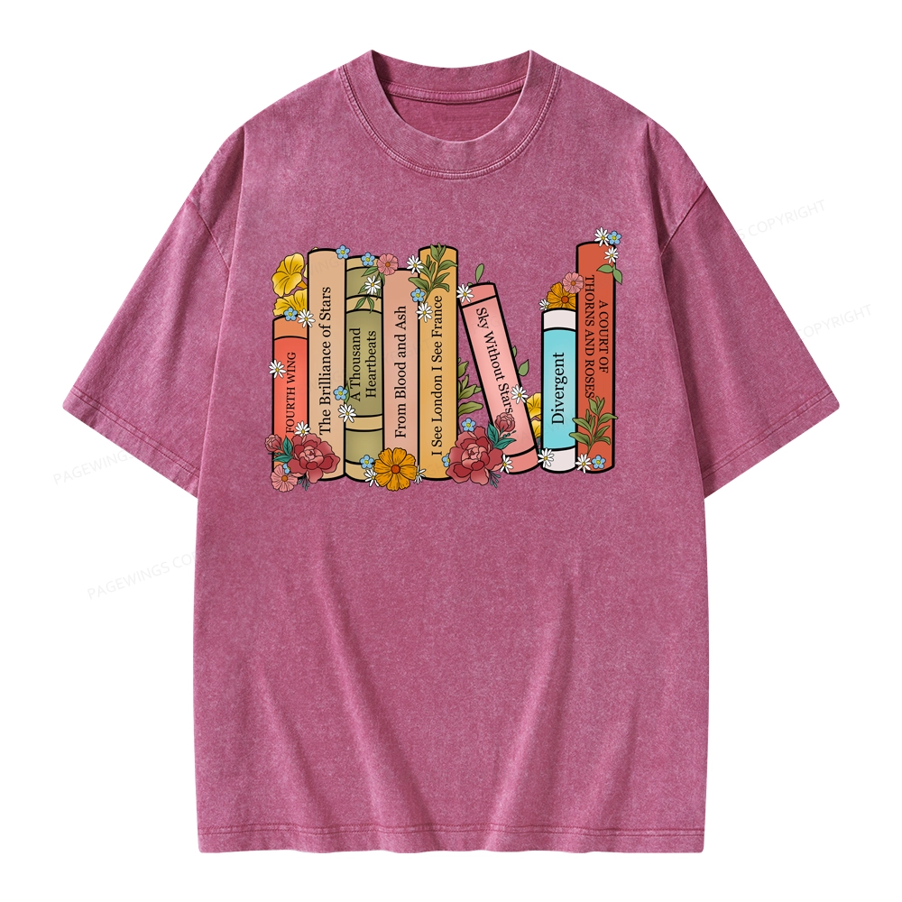 Pagewings Personalized Custom Bookshelf Unisex Washed T-shirt