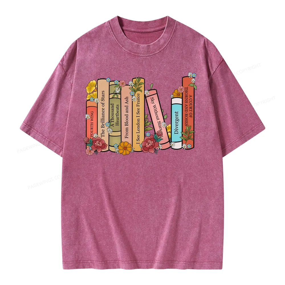 Pagewings Personalized Custom Bookshelf Unisex Washed T-shirt