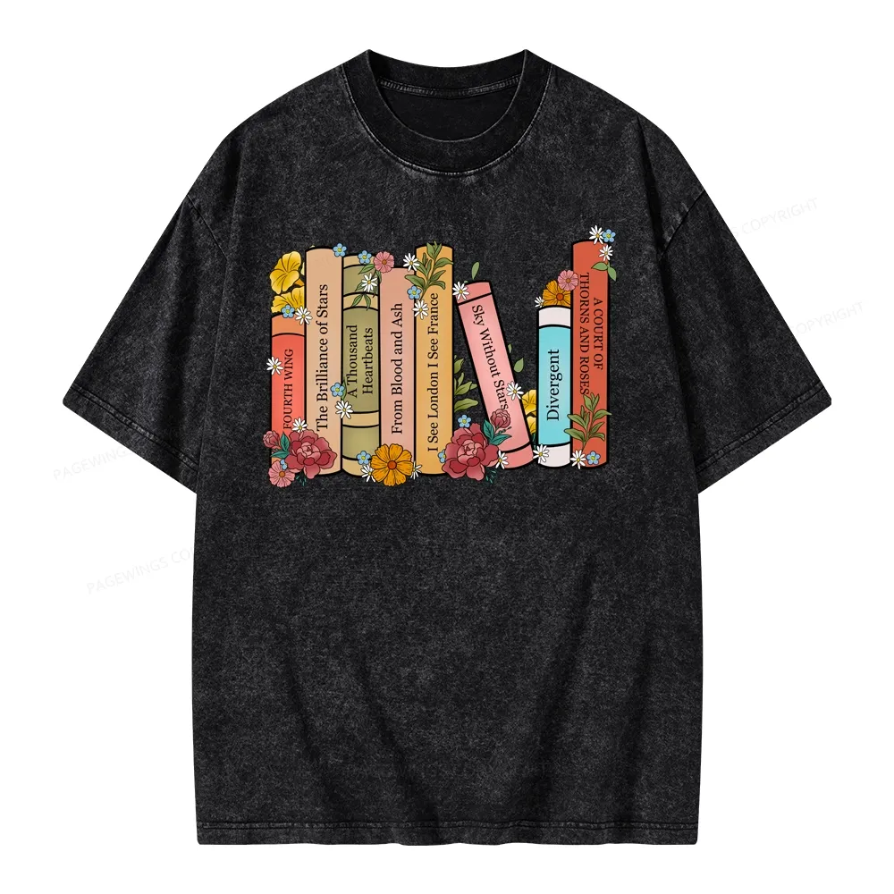 Pagewings Personalized Custom Bookshelf Unisex Washed T-shirt