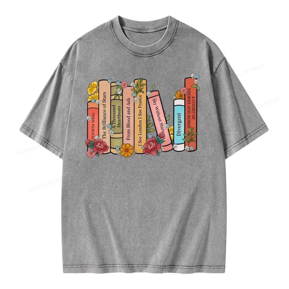 Pagewings Personalized Custom Bookshelf Unisex Washed T-shirt