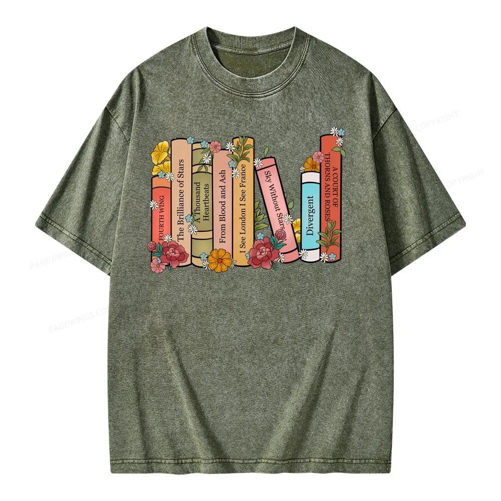Pagewings Personalized Custom Bookshelf Unisex Washed T-shirt