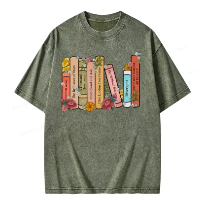 Pagewings Personalized Custom Bookshelf Unisex Washed T-shirt