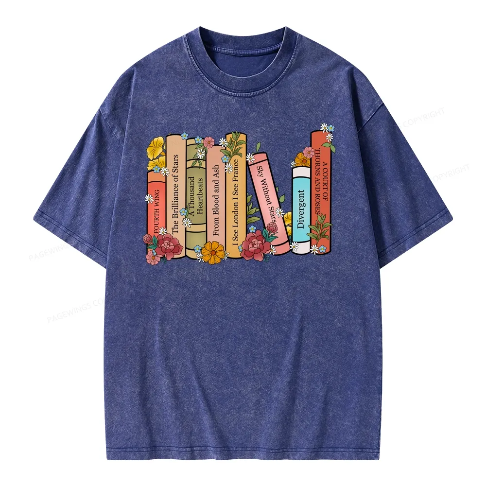Pagewings Personalized Custom Bookshelf Unisex Washed T-shirt