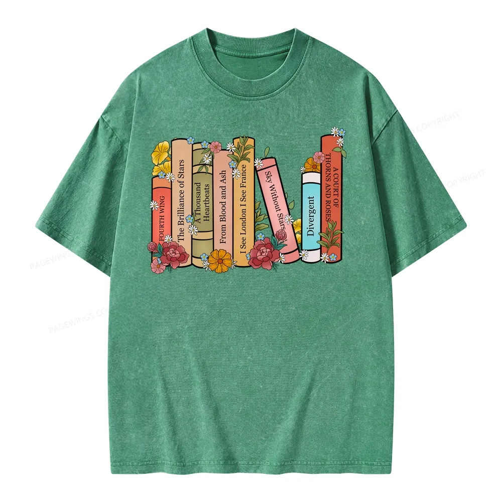 Pagewings Personalized Custom Bookshelf Unisex Washed T-shirt