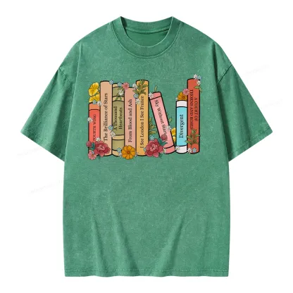 Pagewings Personalized Custom Bookshelf Unisex Washed T-shirt