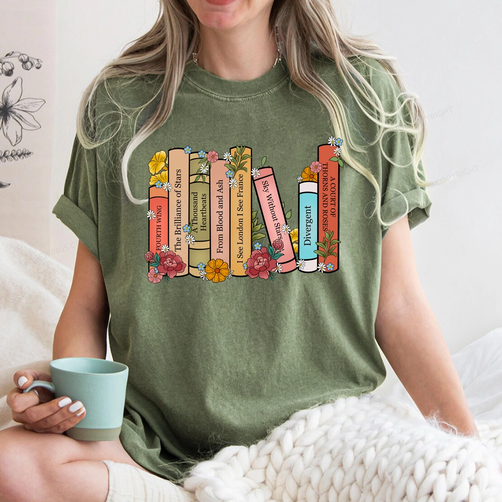 Pagewings Personalized Custom Bookshelf Unisex Washed T-shirt