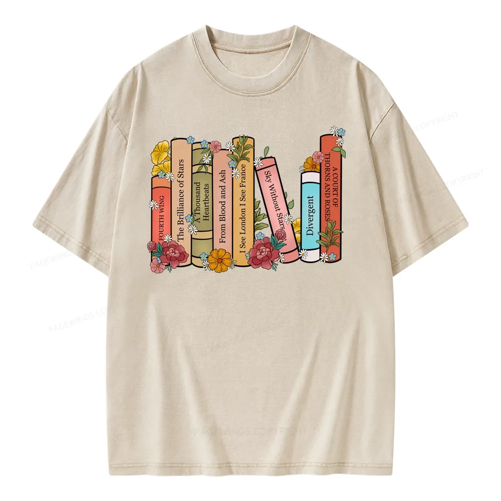 Pagewings Personalized Custom Bookshelf Unisex Washed T-shirt