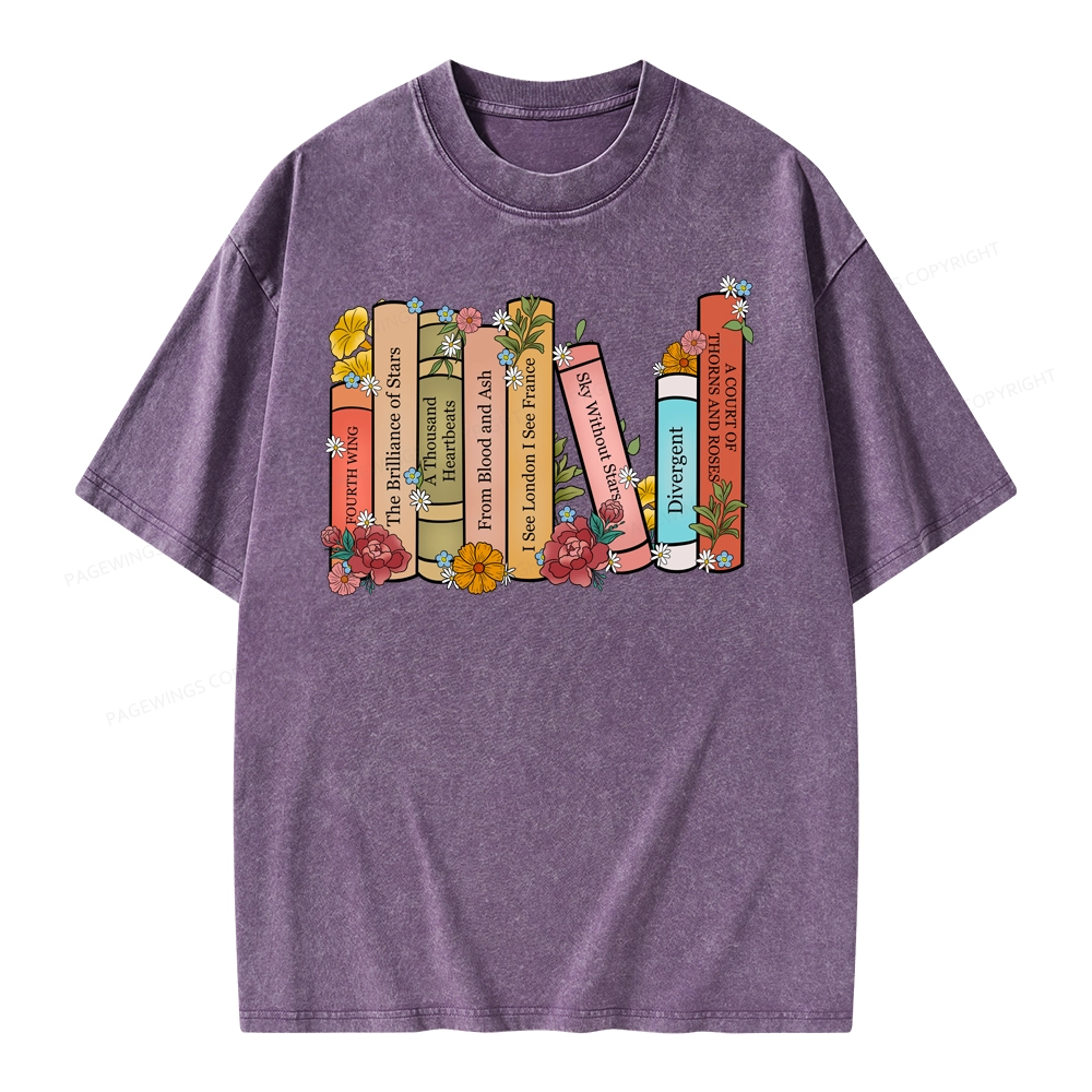 Pagewings Personalized Custom Bookshelf Unisex Washed T-shirt