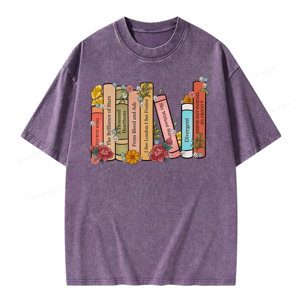 Pagewings Personalized Custom Bookshelf Unisex Washed T-shirt