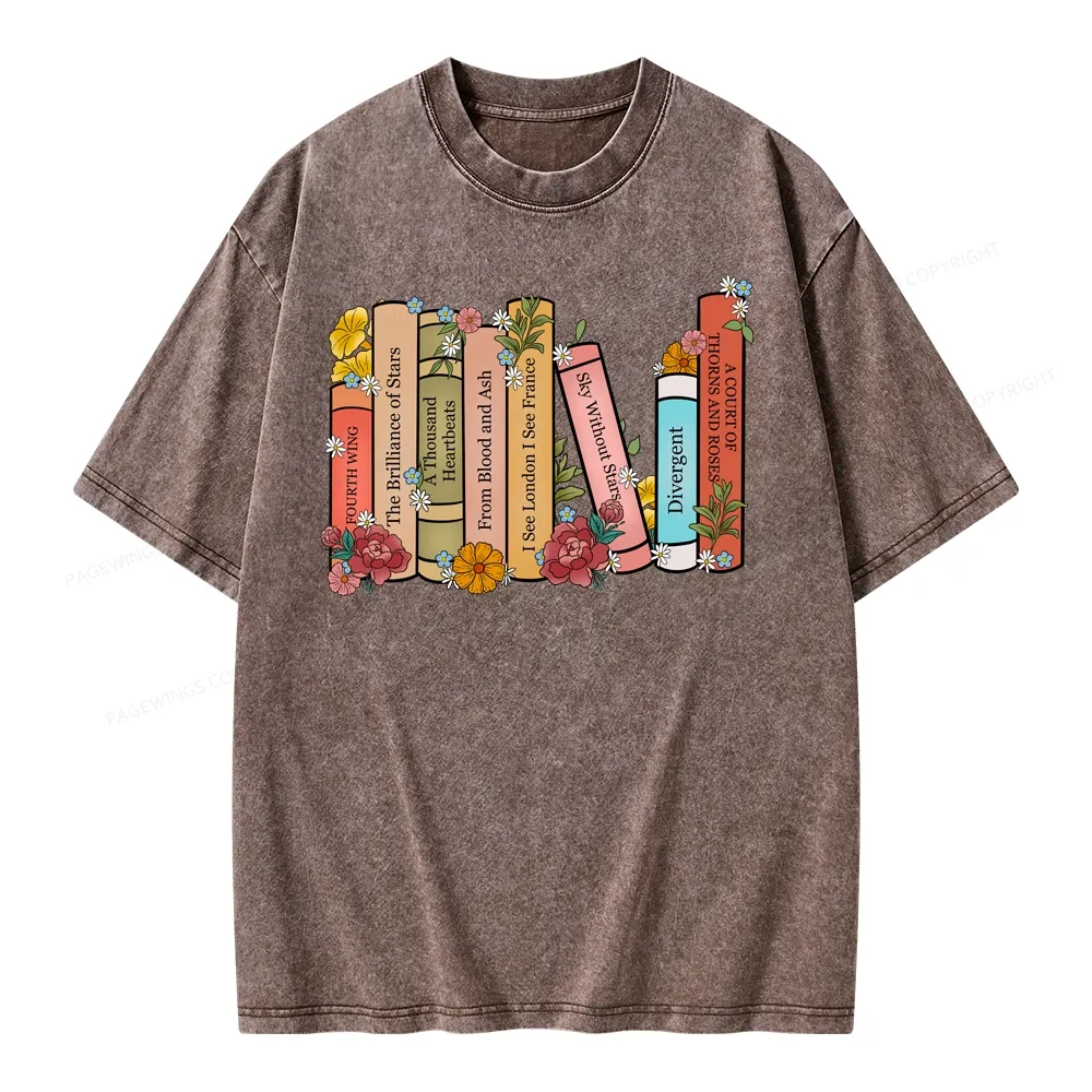Pagewings Personalized Custom Bookshelf Unisex Washed T-shirt