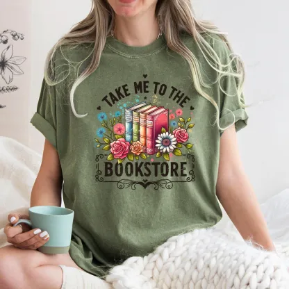 Pagewings Take Me To The Bookstore Unisex Washed T-shirt