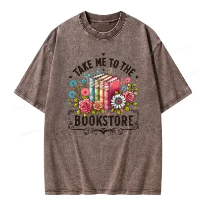 Pagewings Take Me To The Bookstore Unisex Washed T-shirt