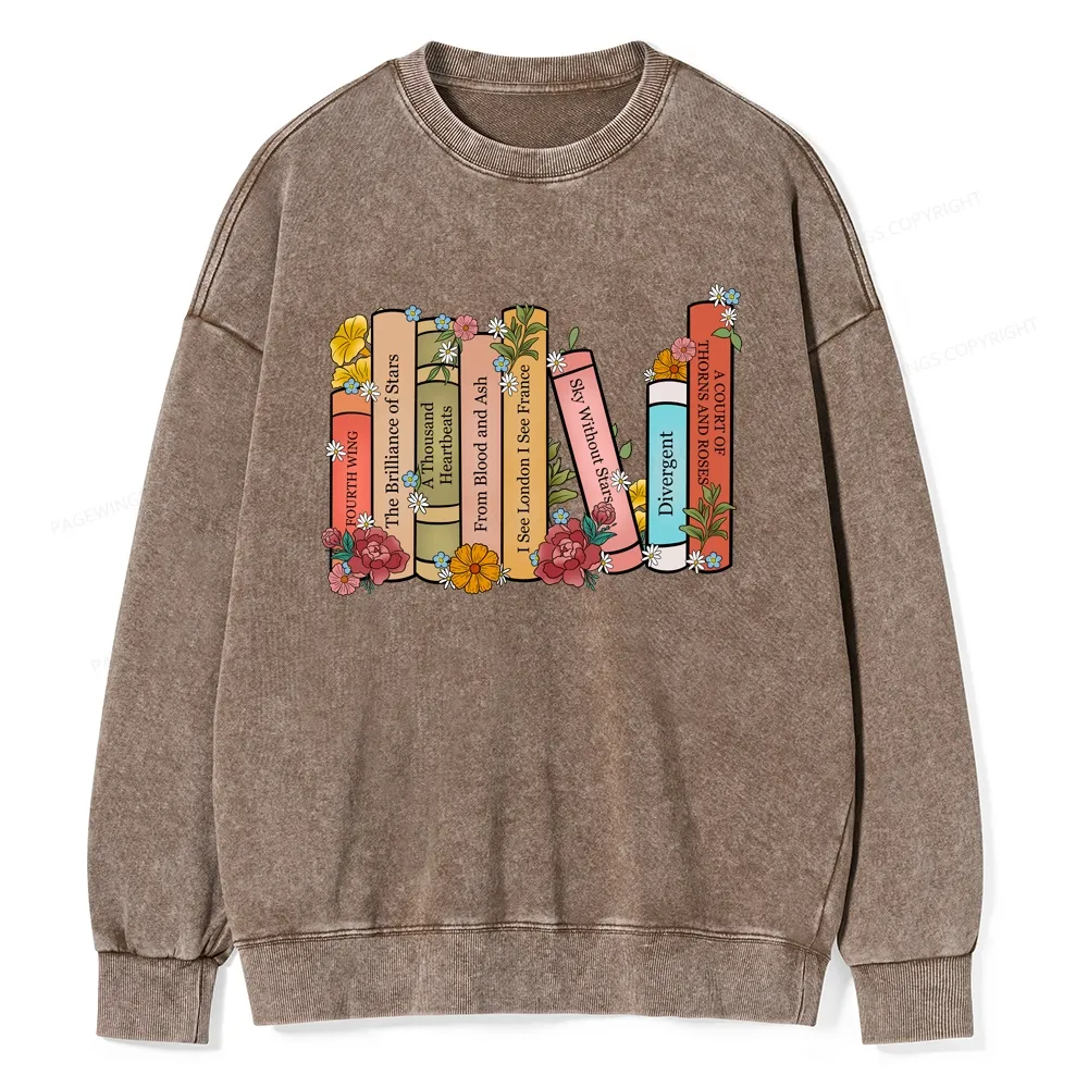 Pagewings Personalized Custom Bookshelf Unisex Washed Sweatshirt