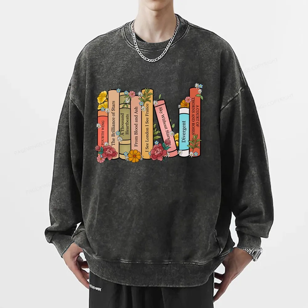 Pagewings Personalized Custom Bookshelf Unisex Washed Sweatshirt