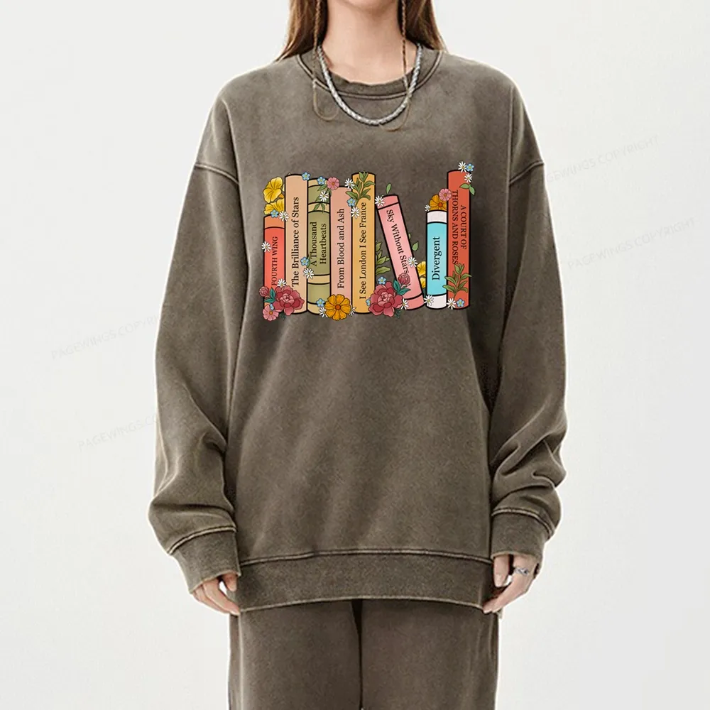 Pagewings Personalized Custom Bookshelf Unisex Washed Sweatshirt