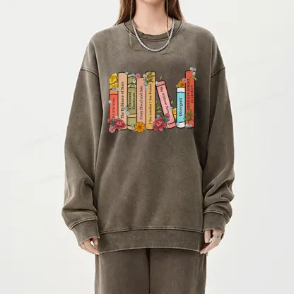 Pagewings Personalized Custom Bookshelf Unisex Washed Sweatshirt
