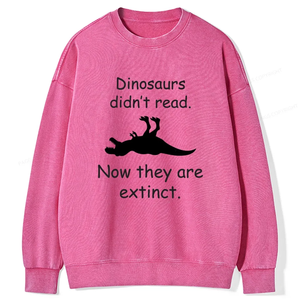 Pagewings Dinosaurs Didn't Read Unisex Washed Sweatshirt