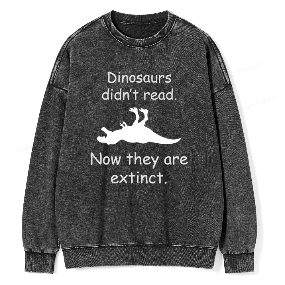 Pagewings Dinosaurs Didn't Read Unisex Washed Sweatshirt