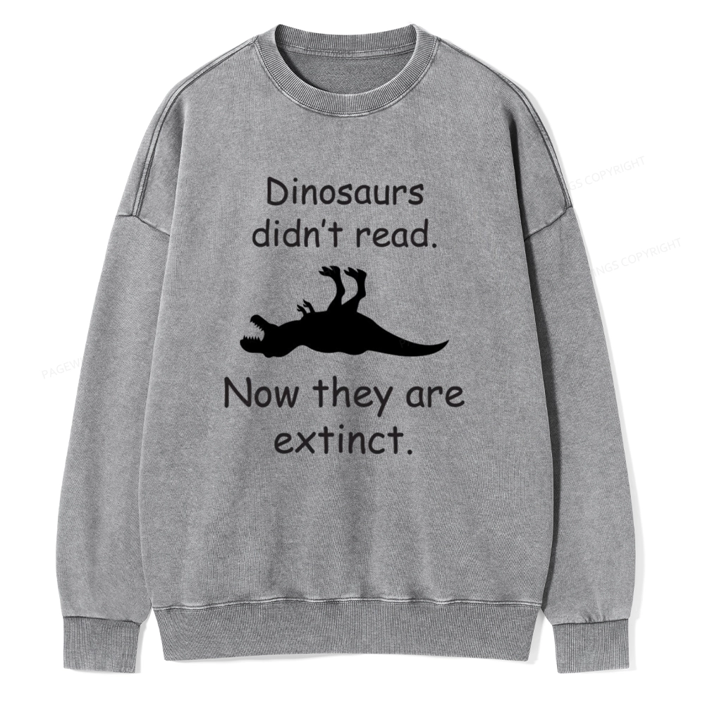 Pagewings Dinosaurs Didn't Read Unisex Washed Sweatshirt