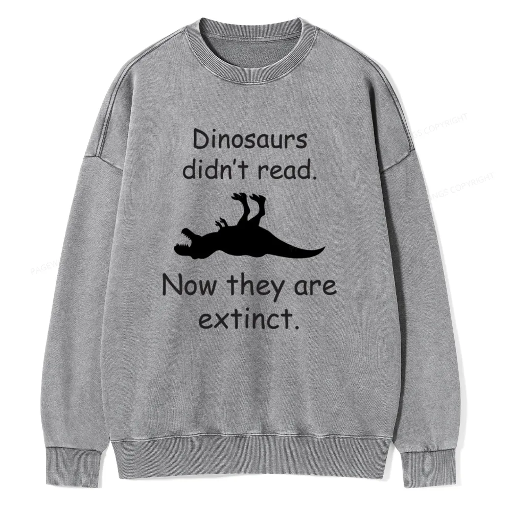 Pagewings Dinosaurs Didn't Read Unisex Washed Sweatshirt