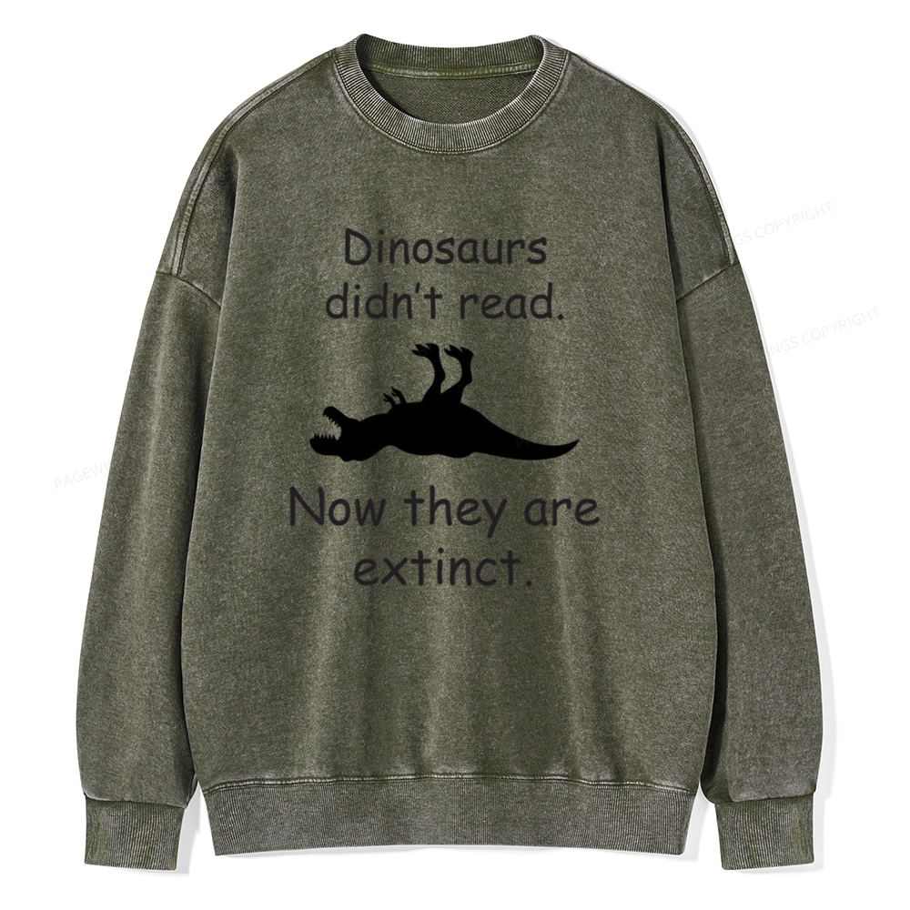 Pagewings Dinosaurs Didn't Read Unisex Washed Sweatshirt