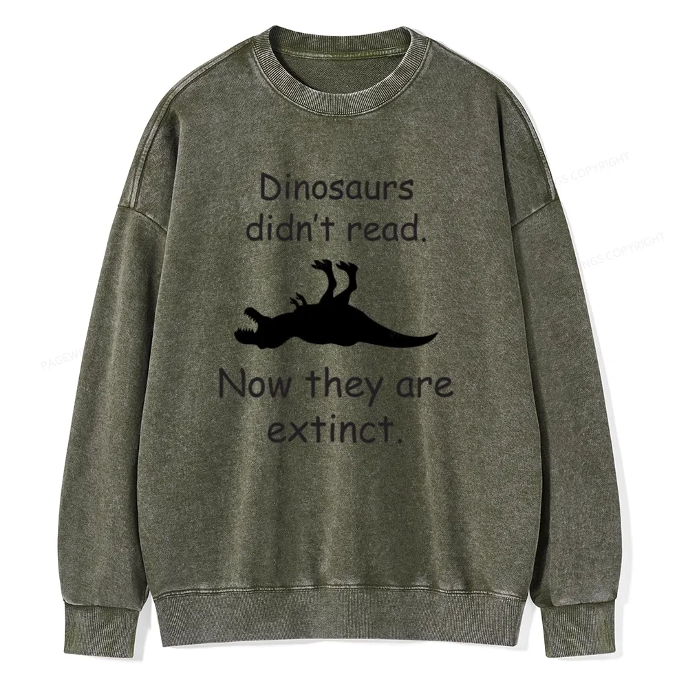 Pagewings Dinosaurs Didn't Read Unisex Washed Sweatshirt