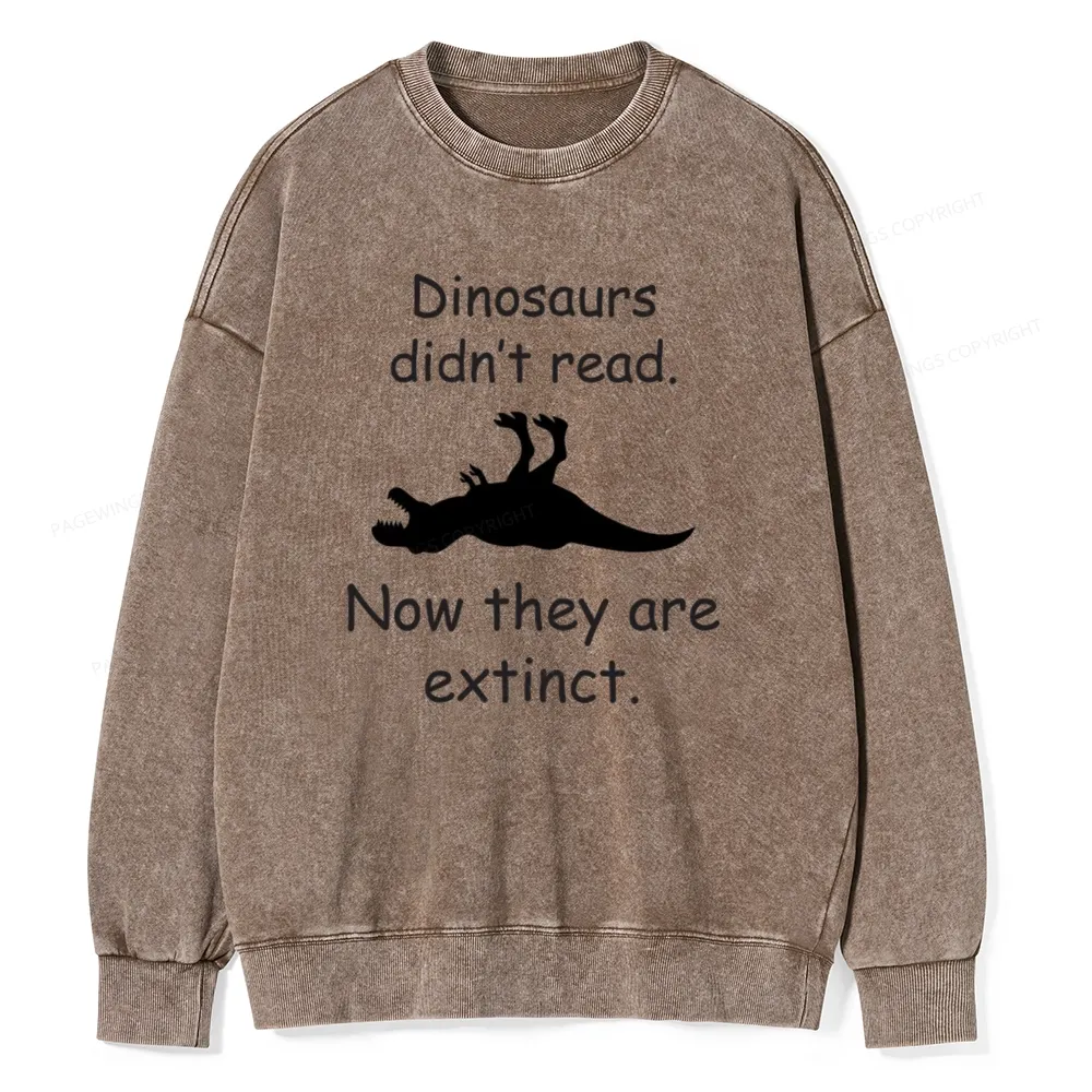 Pagewings Dinosaurs Didn't Read Unisex Washed Sweatshirt