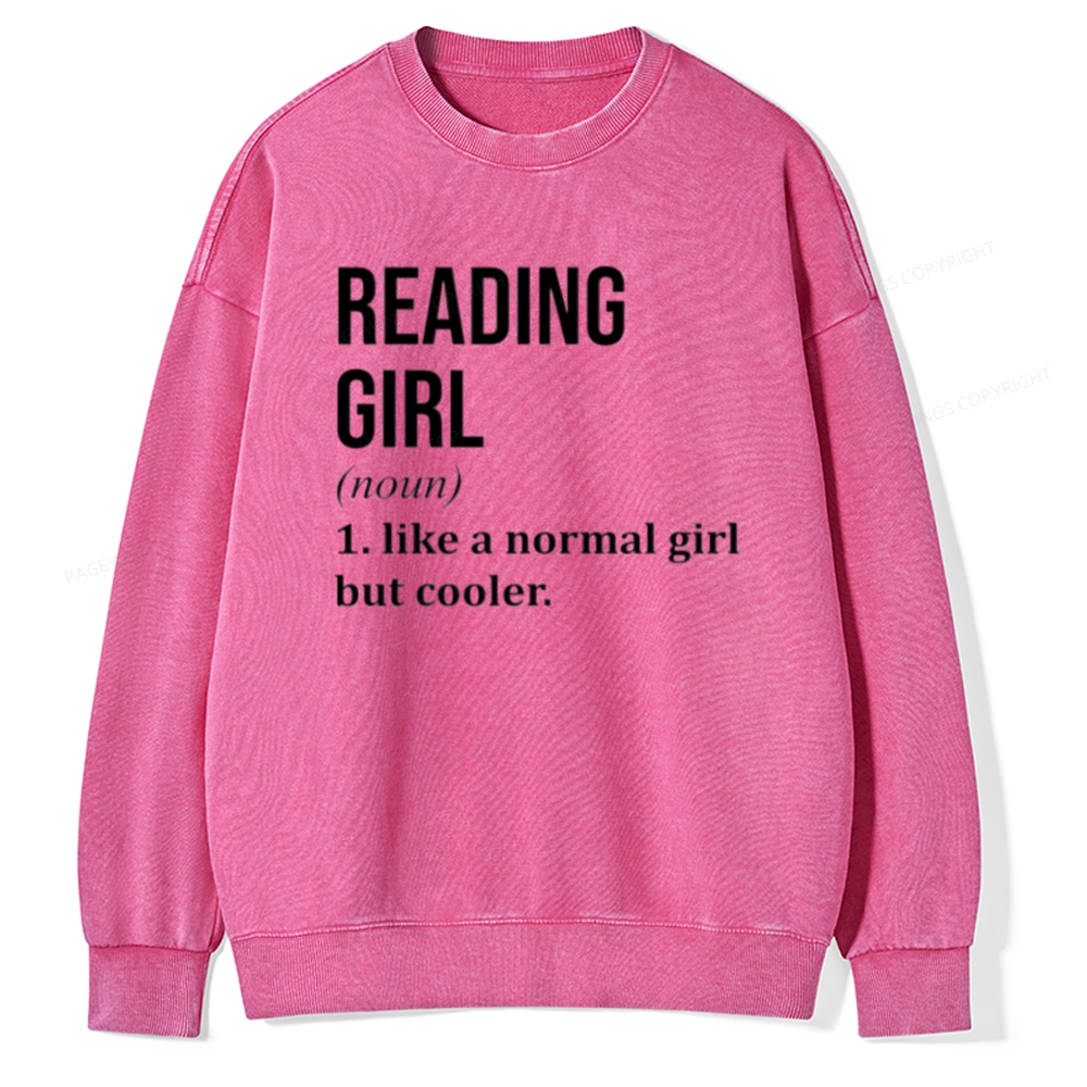 Pagewings Reading Girl Unisex Washed Sweatshirt