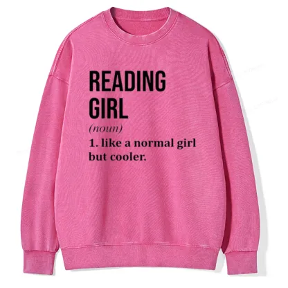 Pagewings Reading Girl Unisex Washed Sweatshirt