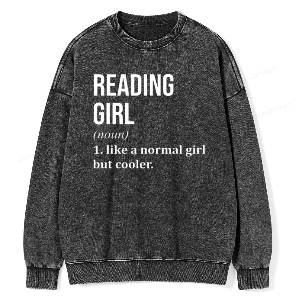 Pagewings Reading Girl Unisex Washed Sweatshirt