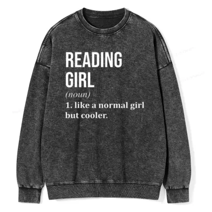 Pagewings Reading Girl Unisex Washed Sweatshirt
