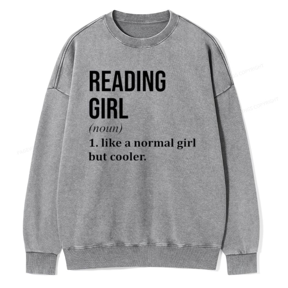 Pagewings Reading Girl Unisex Washed Sweatshirt