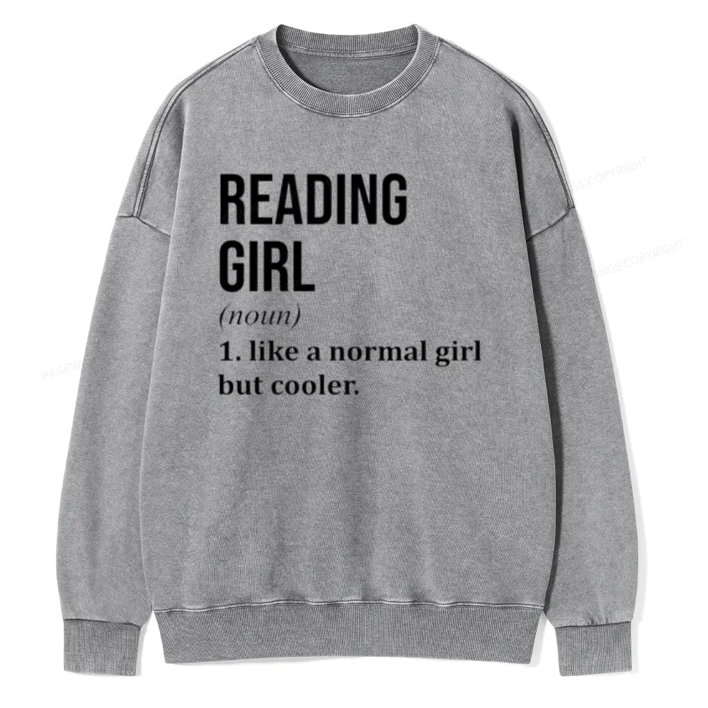 Pagewings Reading Girl Unisex Washed Sweatshirt