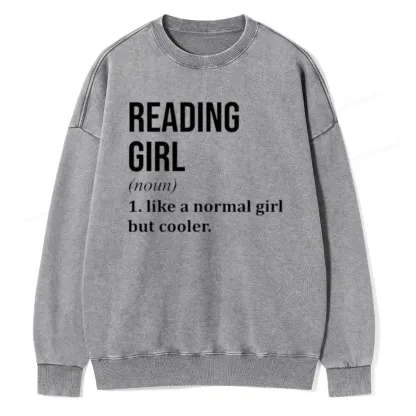 Pagewings Reading Girl Unisex Washed Sweatshirt