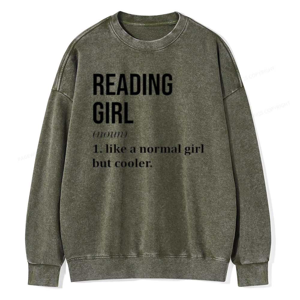 Pagewings Reading Girl Unisex Washed Sweatshirt