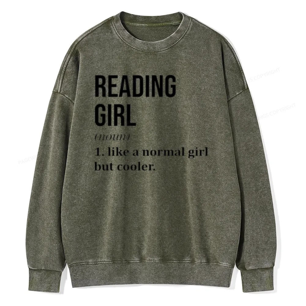 Pagewings Reading Girl Unisex Washed Sweatshirt