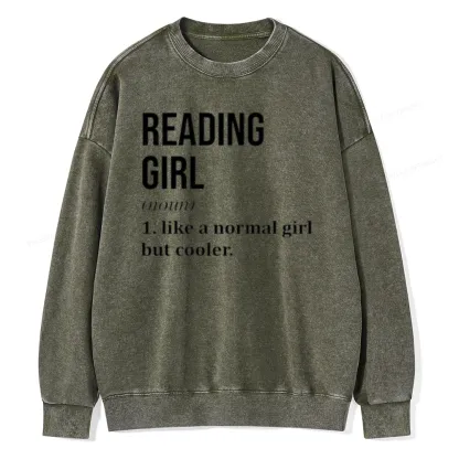 Pagewings Reading Girl Unisex Washed Sweatshirt