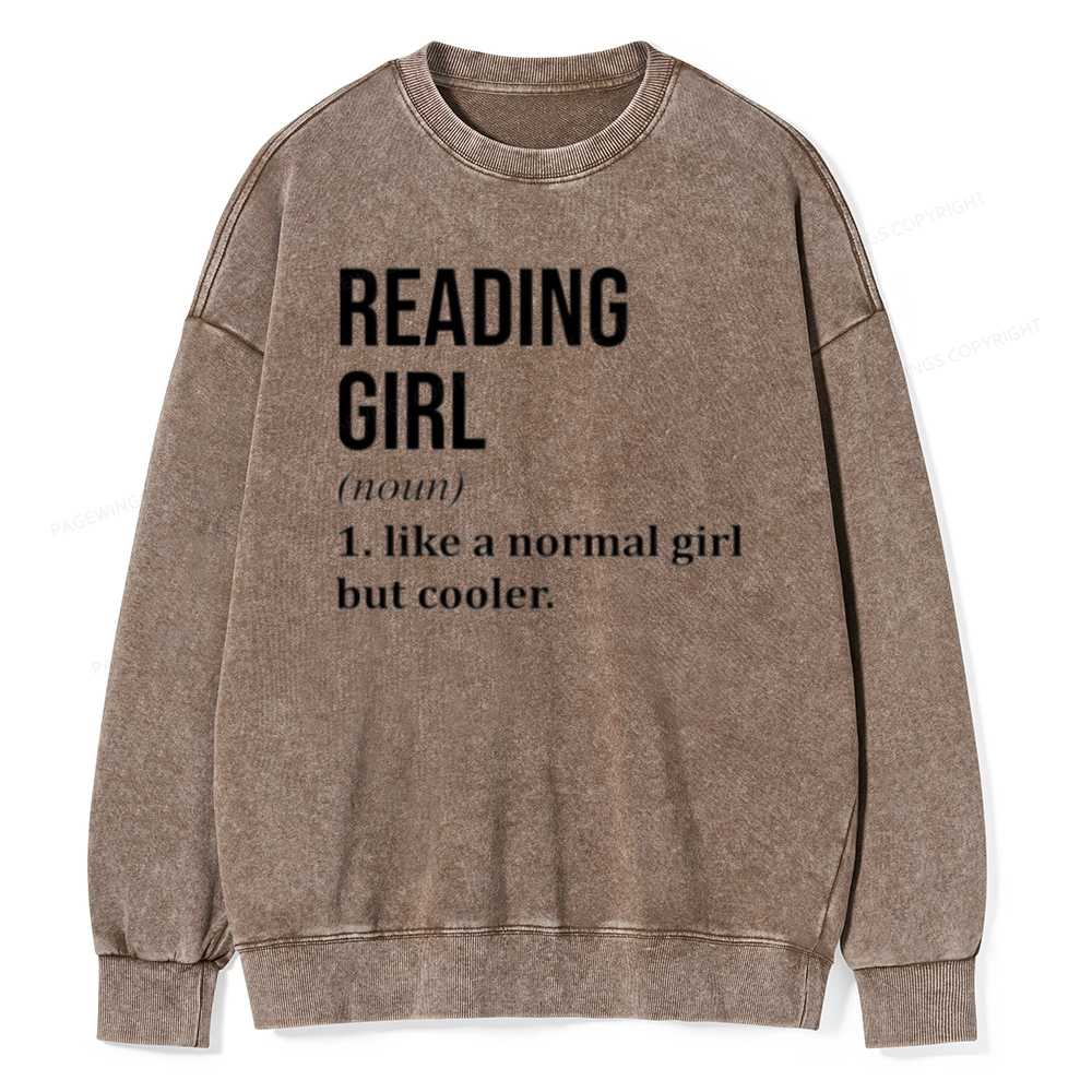 Pagewings Reading Girl Unisex Washed Sweatshirt