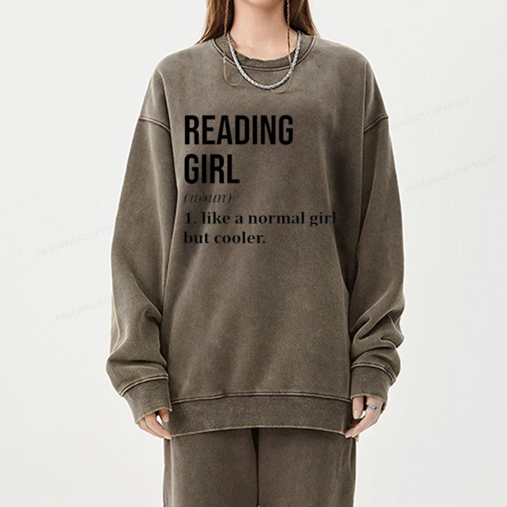 Pagewings Reading Girl Unisex Washed Sweatshirt