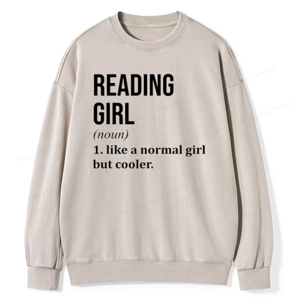 Pagewings Reading Girl Unisex Washed Sweatshirt