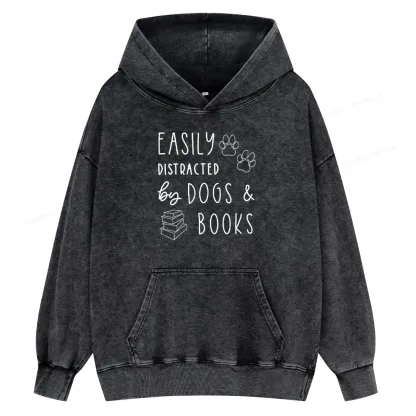 Pagewings Dogs And Books Unisex Washed Hoodie