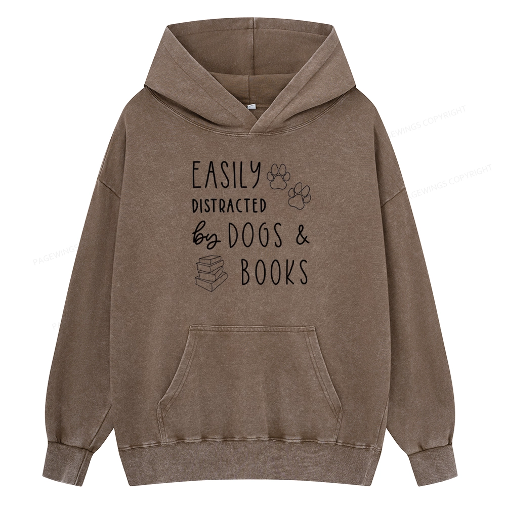 Pagewings Dogs And Books Unisex Washed Hoodie