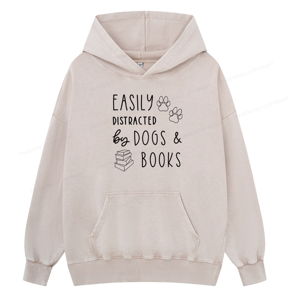 Pagewings Dogs And Books Unisex Washed Hoodie