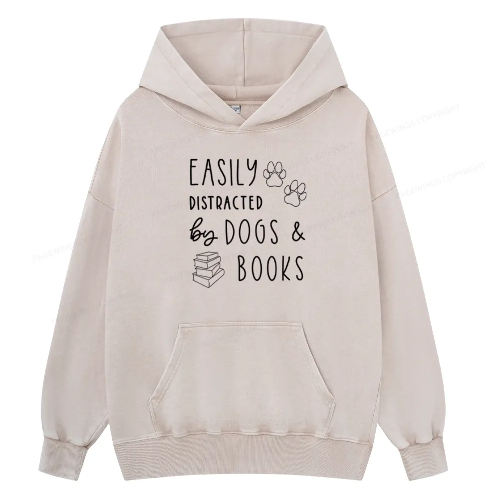 Pagewings Dogs And Books Unisex Washed Hoodie