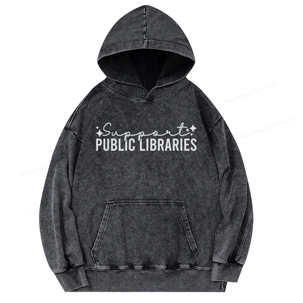 Pagewings Public Libraries Unisex Washed Hoodie